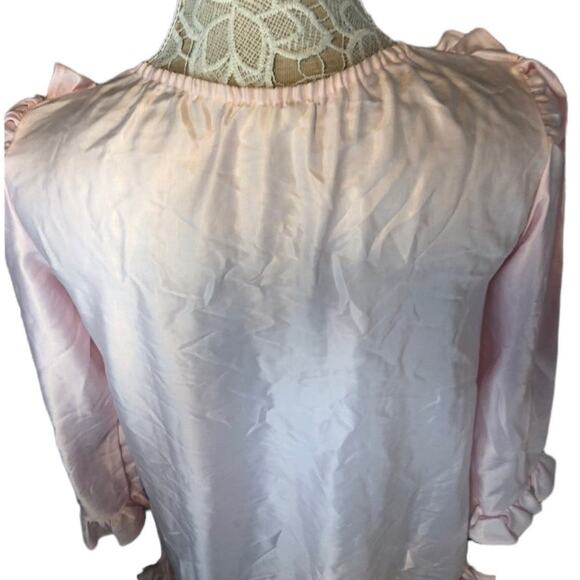 American Vintage ELISSIA nightgown with ruffles & embroidery in pink size small - Picture 8 of 12
